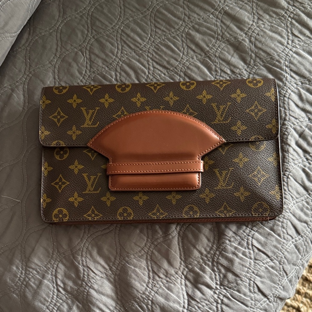 Louis Vuitton Brown and Gold Monogram Clutch
